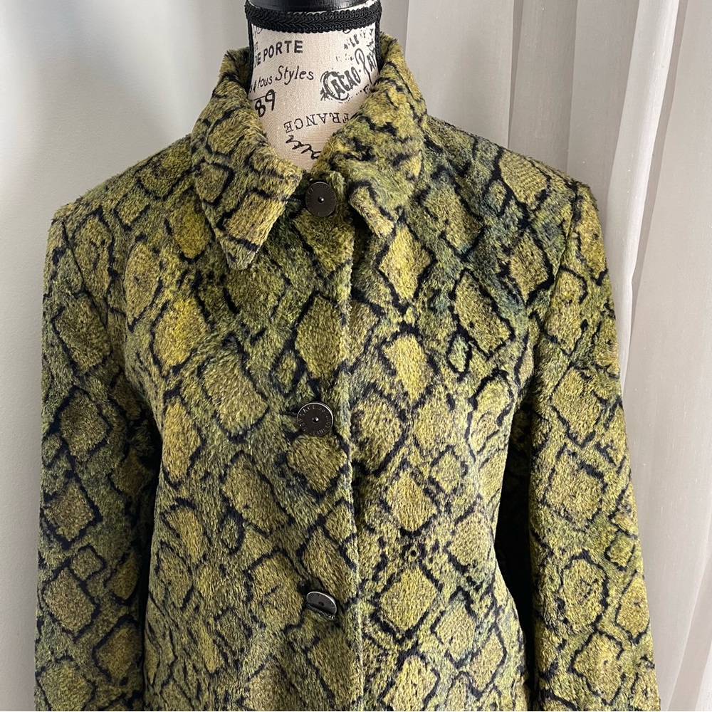 Versace Jeans Couture Olive Snake Print Faux Fur Coat - Picture 5 of 10